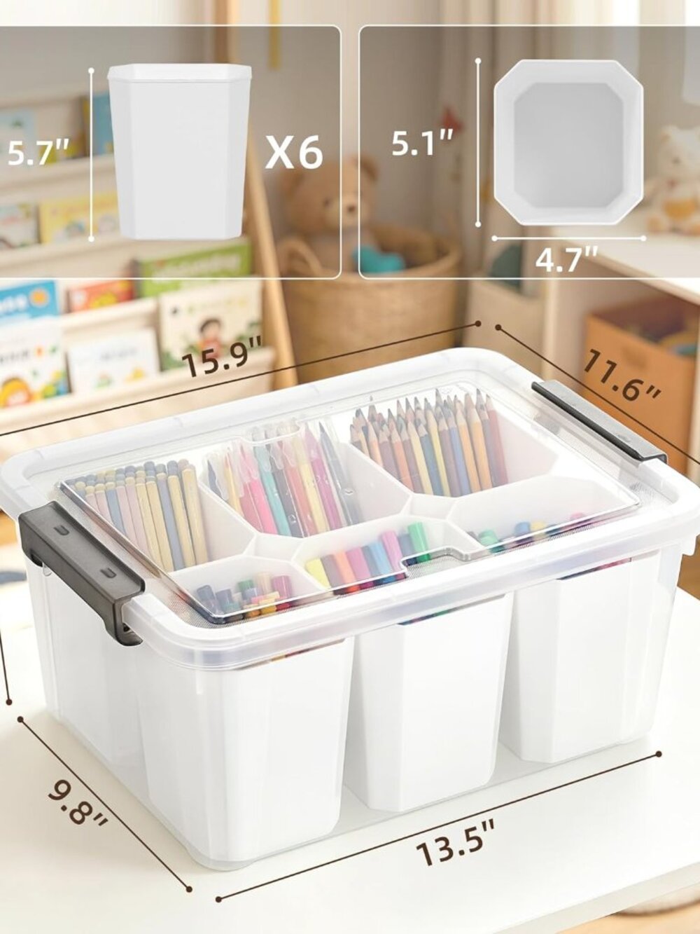 17 QT Plastic Storage Bins Clear Storage Box with Lids Multipurpose Stackable St - Picture 3 of 8